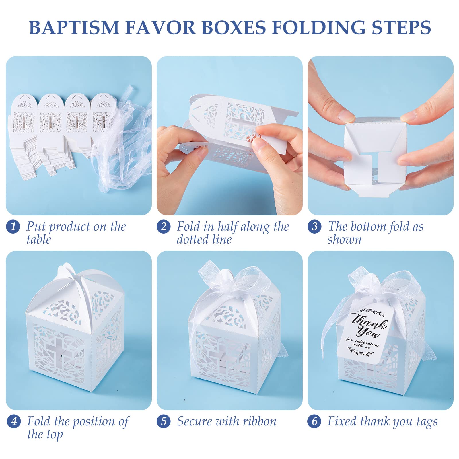 100 Pcs Baptism Favors Set Includes 25 Pcs Mini Rosary 25 Pcs Baptism Favor Boxes 25 Pcs White Organza Bags 25 Pcs Kraft Thank Y